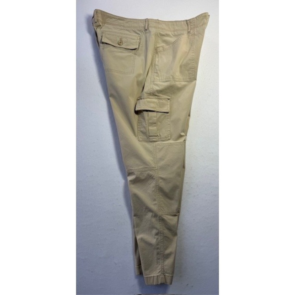 LL Bean Cargo Pants Womens 16 Tan Favorite Fit Stretch Utility Fly Fishing Print - Picture 8 of 16